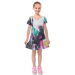 Graffiti Grunge Kids  Short Sleeve Velvet Dress