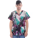 Graffiti Grunge Men s V-Neck Scrub Top