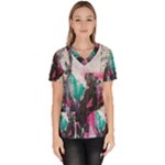 Graffiti Grunge Women s V-Neck Scrub Top