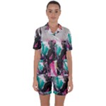 Graffiti Grunge Satin Short Sleeve Pajamas Set