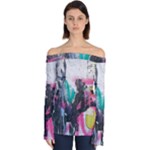 Graffiti Grunge Off Shoulder Long Sleeve Top