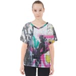 Graffiti Grunge V-Neck Dolman Drape Top