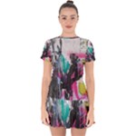 Graffiti Grunge Drop Hem Mini Chiffon Dress