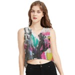 Graffiti Grunge V-Neck Cropped Tank Top