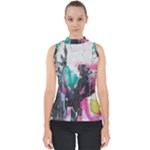 Graffiti Grunge Mock Neck Shell Top