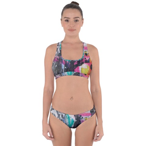 Graffiti Grunge Cross Back Hipster Bikini Set from ArtsNow.com