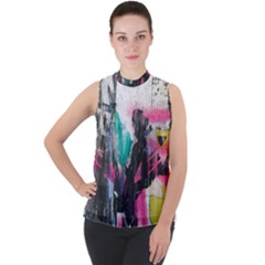 Mock Neck Chiffon Sleeveless Top 