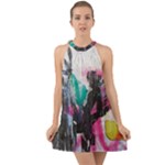 Graffiti Grunge Halter Tie Back Chiffon Dress