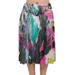 Graffiti Grunge Velvet Flared Midi Skirt