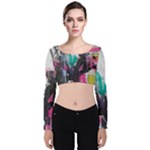 Graffiti Grunge Velvet Long Sleeve Crop Top