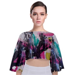 Tie Back Butterfly Sleeve Chiffon Top 