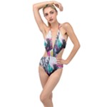 Graffiti Grunge Plunging Cut Out Swimsuit