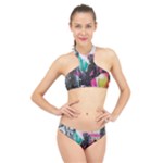 Graffiti Grunge High Neck Bikini Set