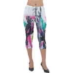 Graffiti Grunge Lightweight Velour Capri Leggings 