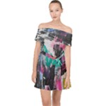 Graffiti Grunge Off Shoulder Chiffon Dress