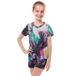 Graffiti Grunge Kids  Mesh Tee and Shorts Set