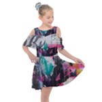 Graffiti Grunge Kids  Shoulder Cutout Chiffon Dress