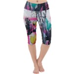 Graffiti Grunge Lightweight Velour Cropped Yoga Leggings