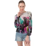 Graffiti Grunge Banded Bottom Chiffon Top