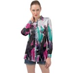 Graffiti Grunge Long Sleeve Satin Shirt