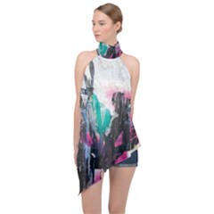 Halter Asymmetric Satin Top 