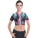 Graffiti Grunge Short Sleeve Cropped Jacket