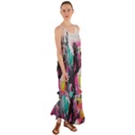 Graffiti Grunge Cami Maxi Ruffle Chiffon Dress