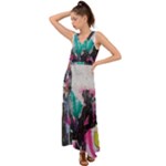 Graffiti Grunge V-Neck Chiffon Maxi Dress