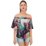 Graffiti Grunge Off Shoulder Short Sleeve Top