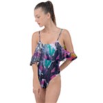 Graffiti Grunge Drape Piece Swimsuit