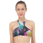 Graffiti Grunge High Neck Bikini Top