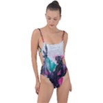 Graffiti Grunge Tie Strap One Piece Swimsuit