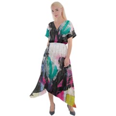 Cross Front Sharkbite Hem Maxi Dress 