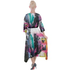 Quarter Sleeve Wrap Front Maxi Dress 