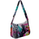 Graffiti Grunge Zip Up Shoulder Bag