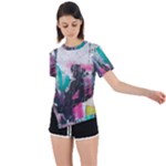 Graffiti Grunge Asymmetrical Short Sleeve Sports Tee