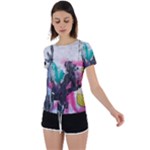 Graffiti Grunge Back Circle Cutout Sports Tee