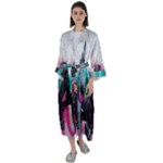 Graffiti Grunge Maxi Satin Kimono