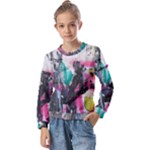 Graffiti Grunge Kids  Long Sleeve Tee with Frill 