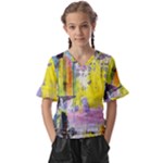 Graffiti Pop Kids  V-Neck Horn Sleeve Blouse