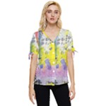 Graffiti Pop Bow Sleeve Button Up Top