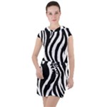 Zebra Drawstring Hooded Dress