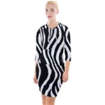 Zebra Quarter Sleeve Hood Bodycon Dress