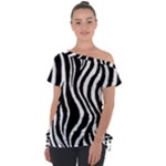 Zebra Off Shoulder Tie-Up Tee