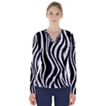 Zebra V-Neck Long Sleeve Top