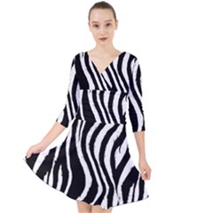 Quarter Sleeve Front Wrap Dress 