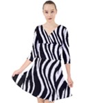 Zebra Quarter Sleeve Front Wrap Dress