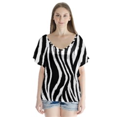 V-Neck Flutter Sleeve Top 