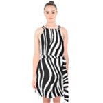 Zebra Halter Collar Waist Tie Chiffon Dress