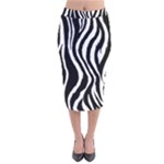 Zebra Velvet Midi Pencil Skirt